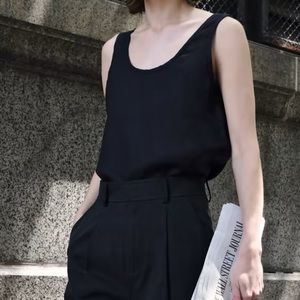 Everlane - Linen Scoop Neck Tank - Black - 0